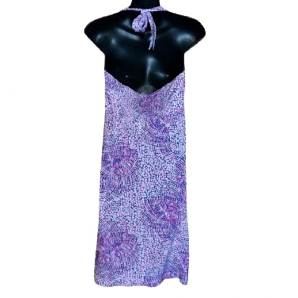 Columbia PFG purple pink and white halter dress size L - Picture 2 of 6